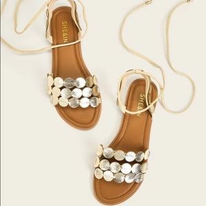 New Gold Metal Decor Tie Leg Sandals size 8
